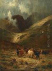 A Gleam Thro' The Rain, A Rossshire Glen by Louis Bosworth Hurt