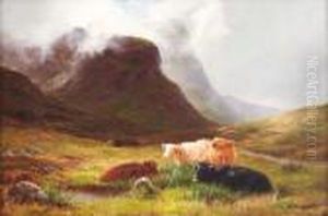 Cattle In A Highland Landscape by Louis Bosworth Hurt