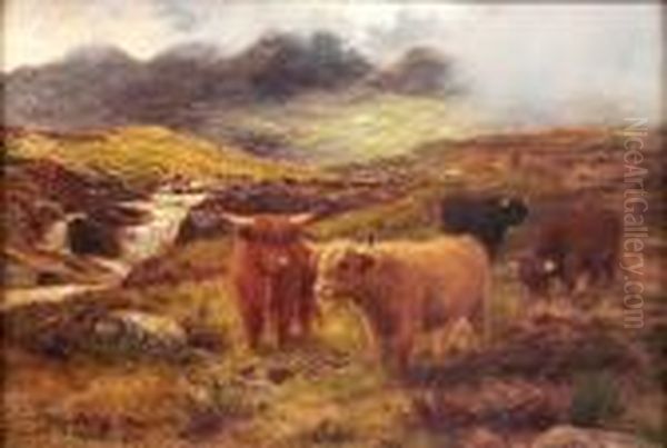 Highland Cattle In A Misty Mountain Landscape - view 1