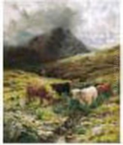Cattle Watering In The Highlands by Louis Bosworth Hurt