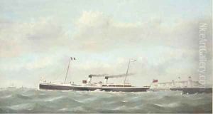 The cross-Channel paddlesteamer Rouen leaving Newhaven for Dieppe by George Mears