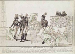 The Triumph of the French Armies Napoleon and his Generals Holding Maps of their Victories at the Time of the Peace of Loeben 18th April 1797 1797 by Antoine Maxime Monsaldy