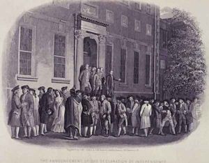 The Announcement of the Declaration of Independence illustrated in The Life of George Washington by J. McGoffin