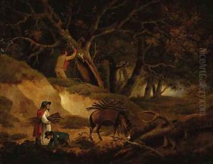 Gathering faggots by George Morland
