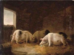 Pigs feeding by George Morland