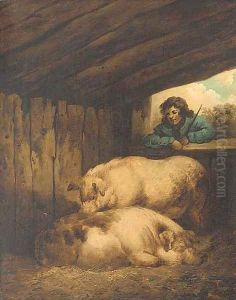The pig sty by George Morland