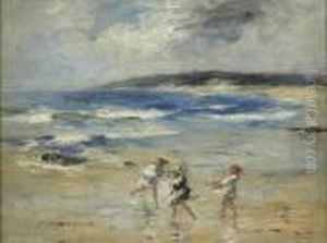 Children Playing In The Shallows by Robert Gemmell Hutchison