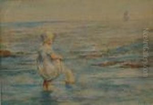 Young Girl Paddling With Yacht