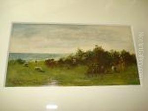 Sheep Grazing On The Coast by Robert Gemmell Hutchison