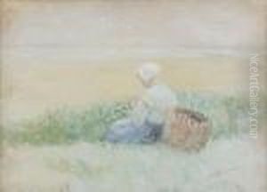 Fisher Girl With A Creel by Robert Gemmell Hutchison