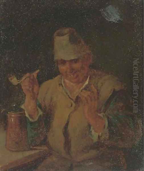 A peasant smoking and drinking - view 1