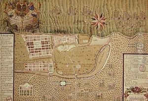 Map of Madras at the time of the capture of the town and Fort of St George in 1746 by the French under the command of Mahe de la Bourdonnais 1750