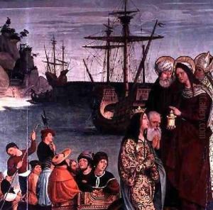 Mary Magdalene Boarding a Ship from the altarpiece of Saint Magdalen 1526