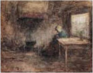 Resting By The Fire by Robert Gemmell Hutchison