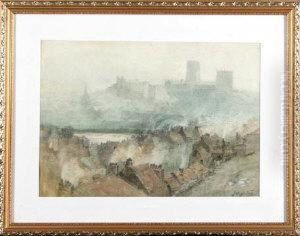 A View Of Durham Cathedral Across The City Rooftops by Thomas Swift Hutton
