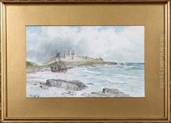 A Dismasted Brig Beached Near Dunstanburgh Castle - view 1
