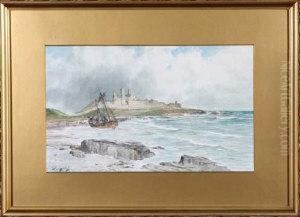 A Dismasted Brig Beached Near Dunstanburgh Castle