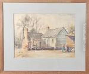 Low Country Cabin Scene With Figure by Alfred Heber Hutty