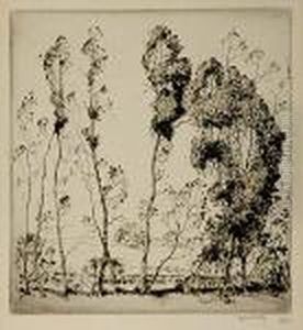 Pines In Landscape by Alfred Heber Hutty