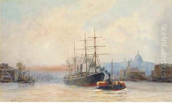 Towing down river in the Pool of London - view 1