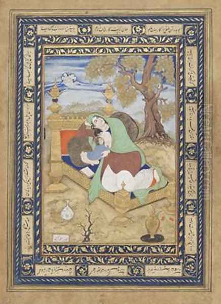 Mother and Child Reclining possibly from Golconda Deccan India - view 1