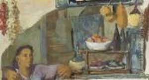 Sidewalk Shop, Capri by Alexander Evgenievich Yakovlev