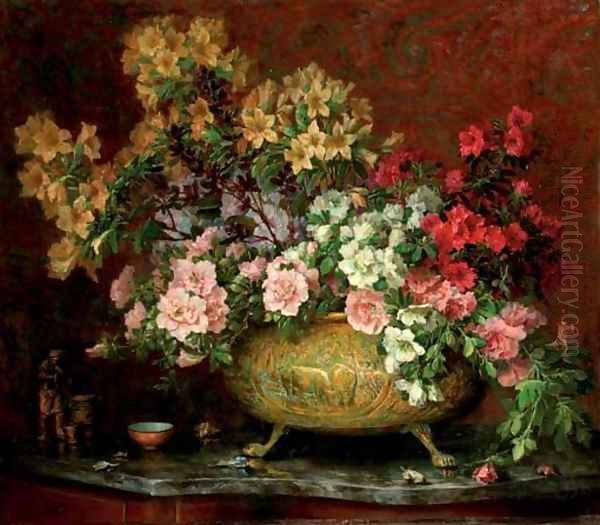 A bouquet in a copper pot - view 1