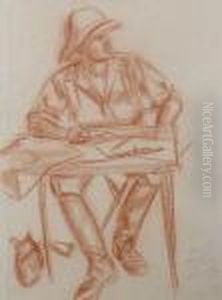 Louis Audouin- Dubreuil A Sa Table, Pres De La Mare De Toumtouma