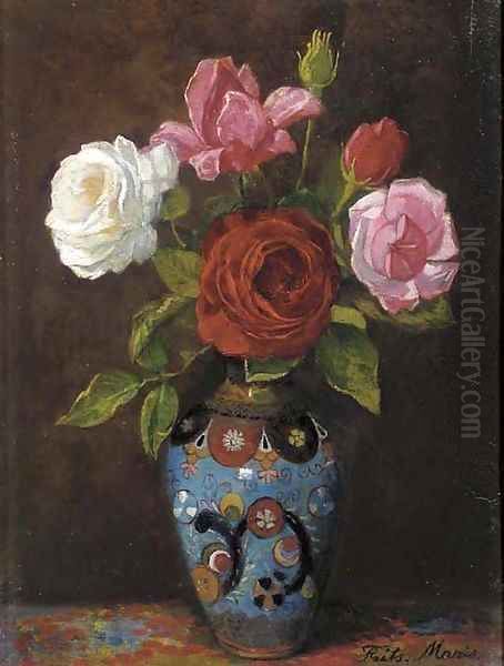 Roses a cloissone vase - view 1
