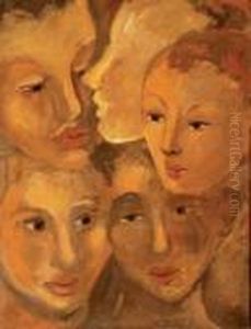 Visages Carton Signe En Bas Au Milieu
