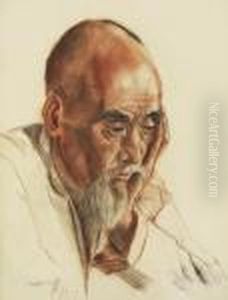 Portrait D'asiatique
 Fusain, Sanguine