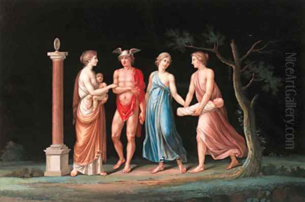 The Nymphs receiving the infant Bacchus from Mercury; and The birth of a child - view 1