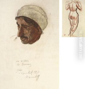 Portrait Of An Afghan (illustrated); Three Studies Of Female Nudes (one Illustrated) by Alexander Evgenievich Yakovlev