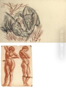 Rhinos (illustrated); Study Of A
 Male Nude; Study Of A Female Nude; And Two Studies Of A Standing Female
 Nude (illustrated) by Alexander Evgenievich Yakovlev