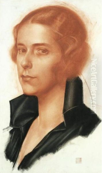 Portrait Of An Elegant Lady In A Black Shirt - view 1