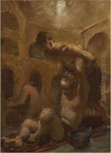 In The Hammam by Alexander Evgenievich Yakovlev