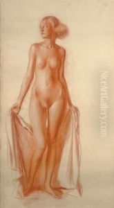 Standing Female Nude by Alexander Evgenievich Yakovlev