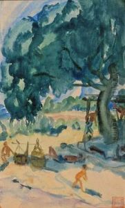 Paysage Du Pakistan, Personnage Sous Un Arbre Paysage Du Pakistan, Personnage Sous Un Arbre