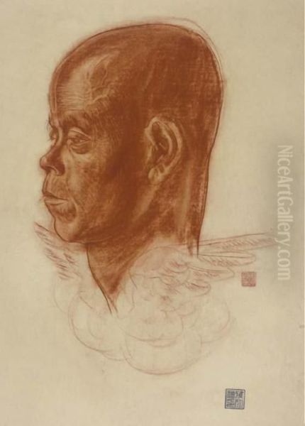 Head Of A Mongol With A Feathered Collar - view 1