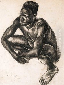 Squatting Banda, Yalinga (oubangui-chari) by Alexander Evgenievich Yakovlev