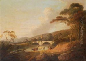 A Drover With Cattle And Sheep In A Riverlandscape A Drover With Cattle And Sheep In A Riverlandscape