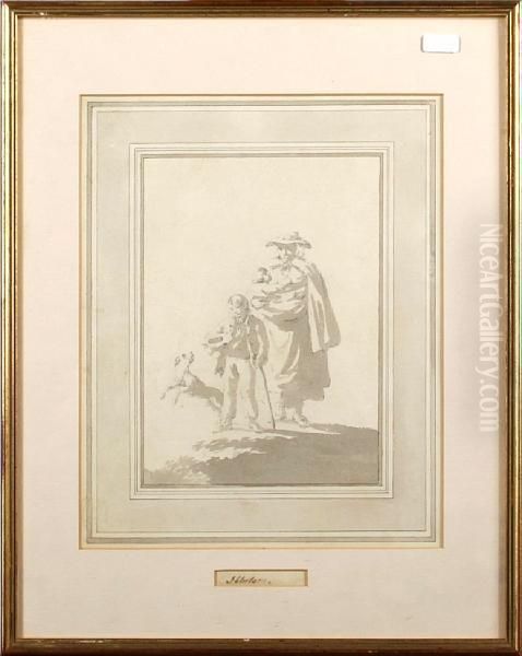 Mother And Child With Boy And Dog - view 1