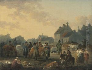 Market Day, Masham by Julius Caesar Ibbetson
