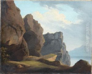 A Rocky Coastal Landscape by Julius Caesar Ibbetson