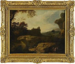 Bergslandskap Med Figurer by Julius Caesar Ibbetson