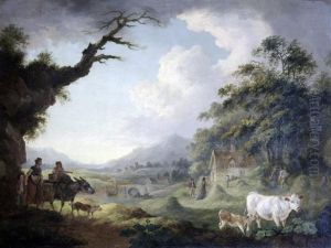Haymakers And Cattle In A Landscape