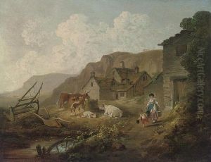 A Wooded River Landscape With A Milkmaid And Cattle By A Cottage