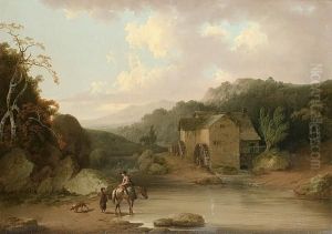 Figures Watering A Horse With A Mill Beyond Figures Watering A Horse With A Mill Beyond