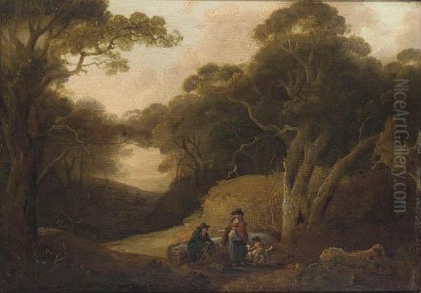 Figures Resting In A Woodland Glade - view 1