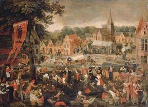 A town kermesse by Gillis Mostaert